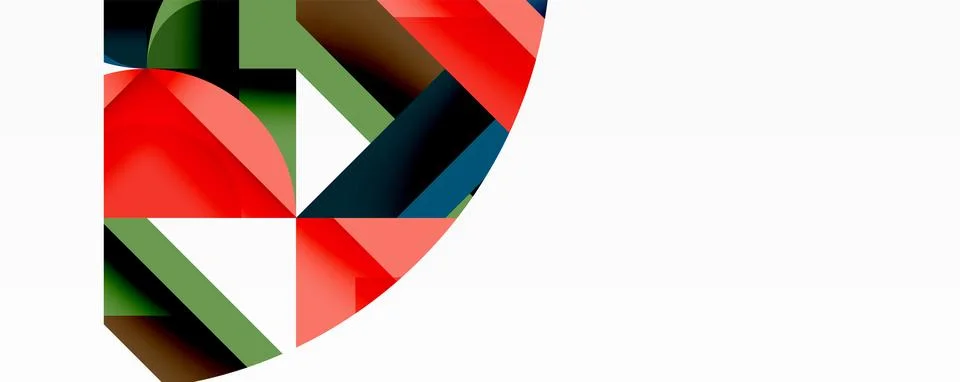 Abstract geometric composition with interlocking circular and angular shapes, Stock Illustration