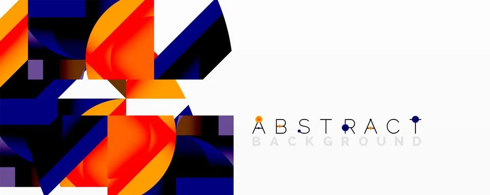 Abstract geometric composition with interlocking circular and angular shapes, Stock Illustration