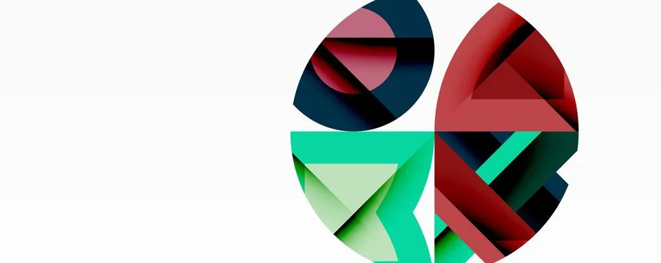 Abstract geometric composition with interlocking circular and angular shapes, イラスト素材