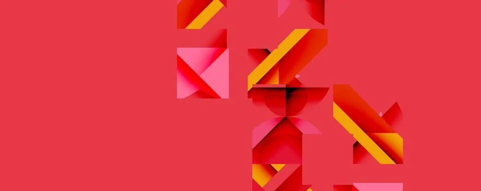 Abstract geometric composition with interlocking circular and angular shapes, Stock Illustration