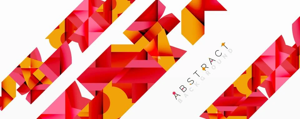 Abstract geometric composition with interlocking circular and angular shapes, Stock Illustration