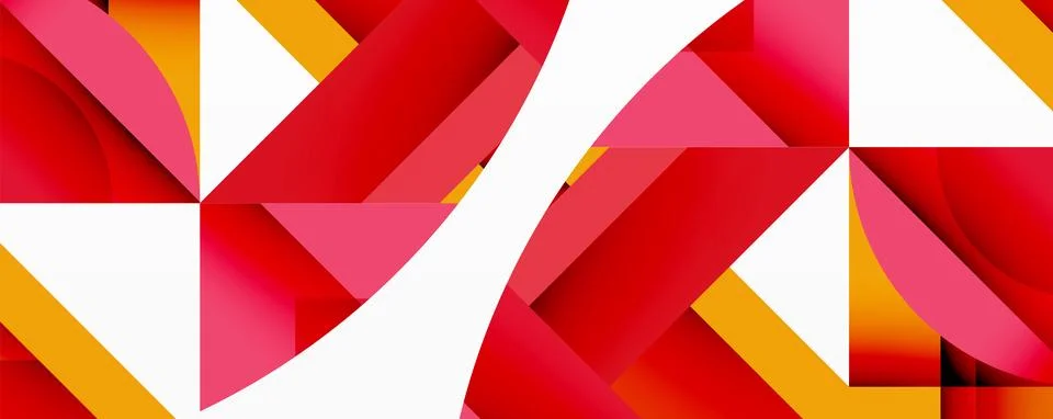 Abstract geometric composition with interlocking circular and angular shapes, Stock Illustration