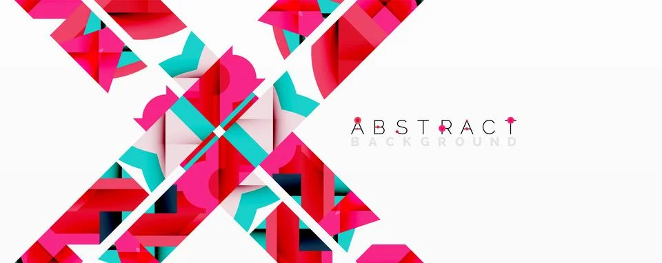 Abstract geometric composition with interlocking circular and angular shapes, Stock Illustration