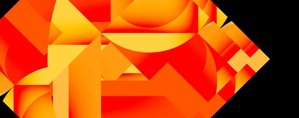 Abstract geometric composition with interlocking circular and angular shapes, Illustrazione stock