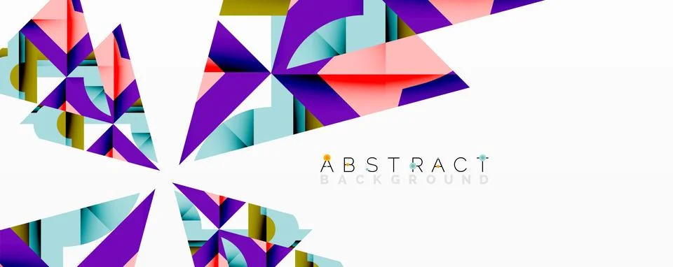 Abstract geometric composition with interlocking circular and angular shapes, Illustrazione stock