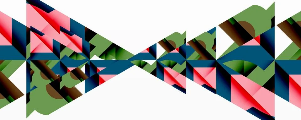 Abstract geometric composition with interlocking circular and angular shapes, Stock Illustration