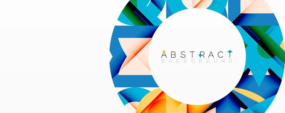 Abstract geometric composition with interlocking circular and angular shapes, Stock Illustration