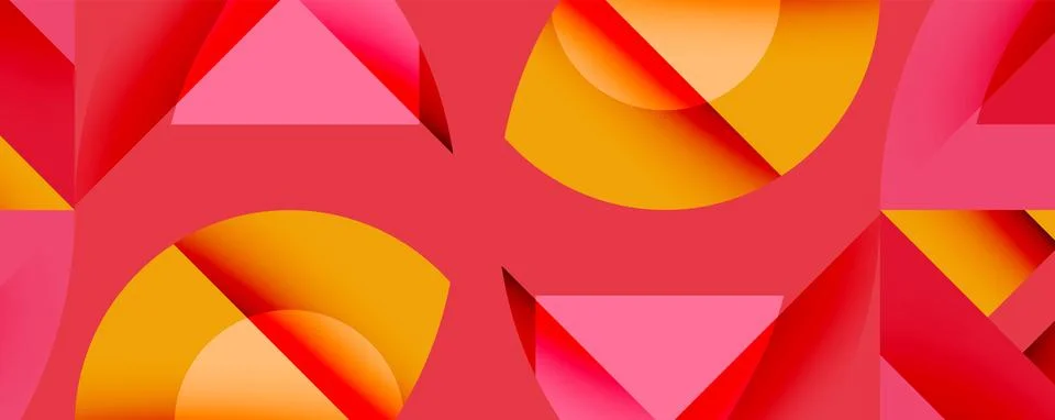 Abstract geometric composition with interlocking circular and angular shapes, Stock Illustration