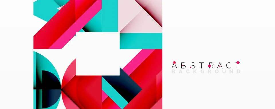 Abstract geometric composition with interlocking circular and angular shapes, Stock Illustration