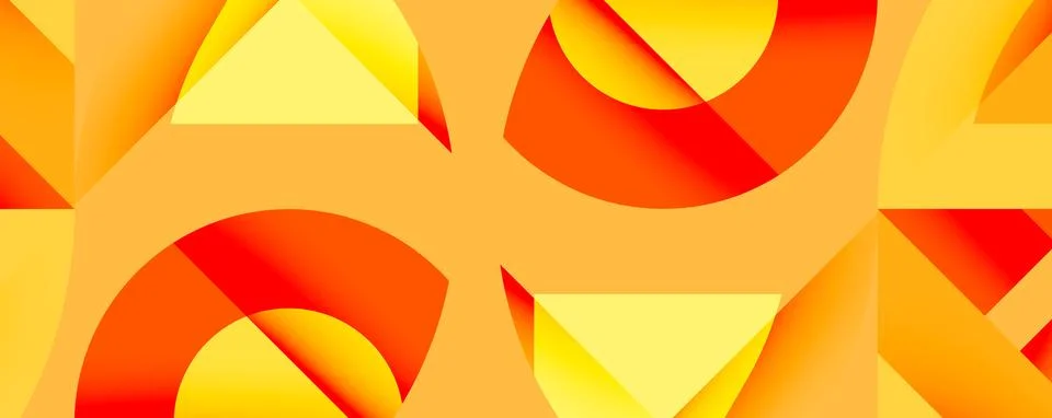 Abstract geometric composition with interlocking circular and angular shapes, Stock Illustration