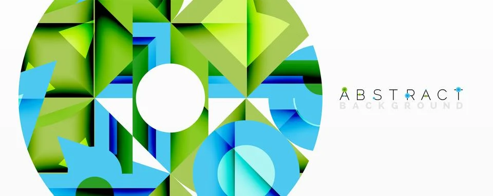 Abstract geometric composition with interlocking circular and angular shapes, Stock Illustration