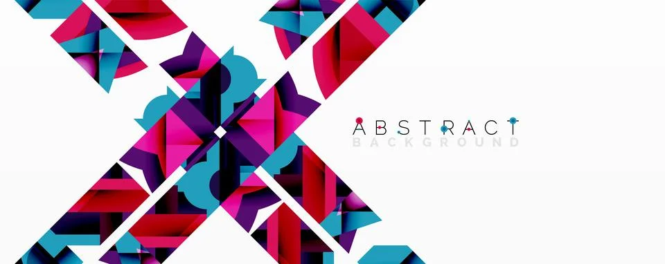 Abstract geometric composition with interlocking circular and angular shapes, Stock Illustration