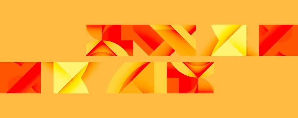 Abstract geometric composition with interlocking circular and angular shapes, Illustrazione stock