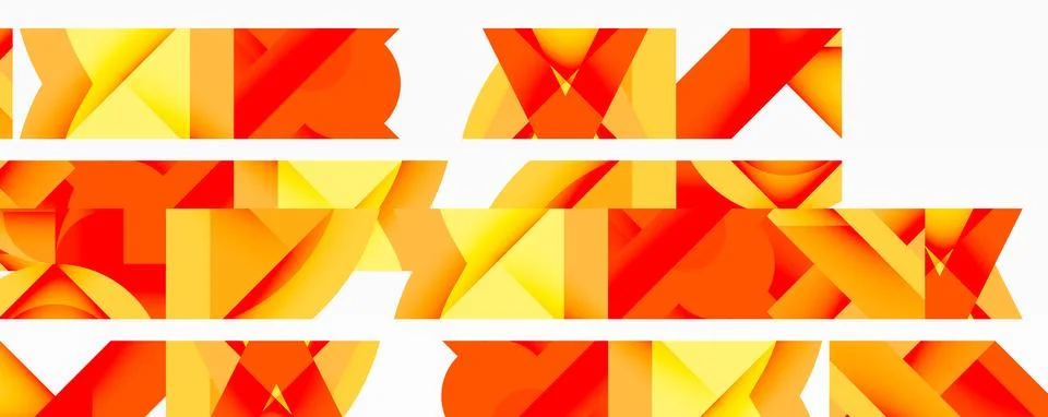 Abstract geometric composition with interlocking circular and angular shapes, Stock Illustration