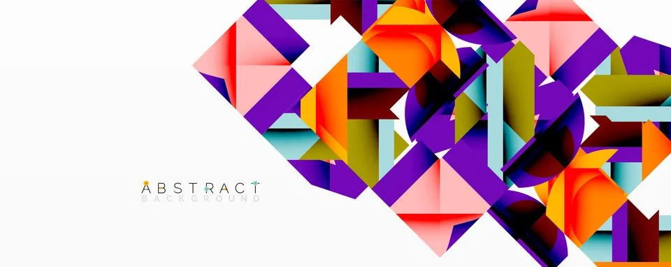 Abstract geometric composition with interlocking circular and angular shapes, Stock Illustration