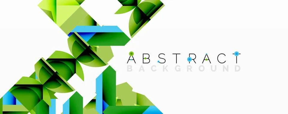 Abstract geometric composition with interlocking circular and angular shapes, Stock Illustration