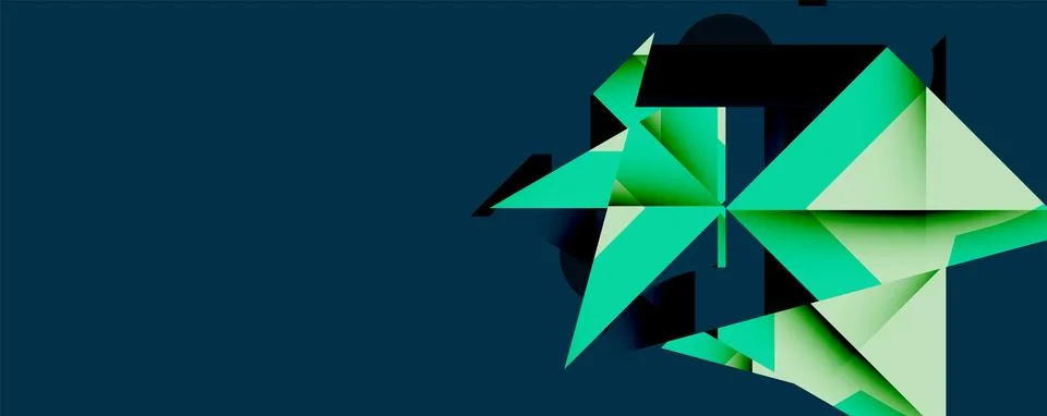 Abstract geometric composition with interlocking circular and angular shapes, Stock Illustration