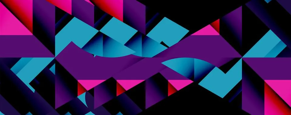 Abstract geometric composition with interlocking circular and angular shapes, Illustrazione stock