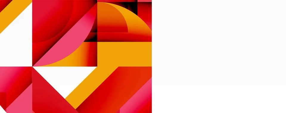 Abstract geometric composition with interlocking circular and angular shapes, Stock Illustration