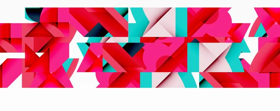 Abstract geometric composition with interlocking circular and angular shapes, Stock Illustration