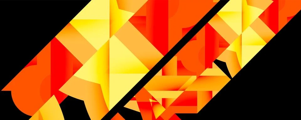 Abstract geometric composition with interlocking circular and angular shapes, Stock Illustration