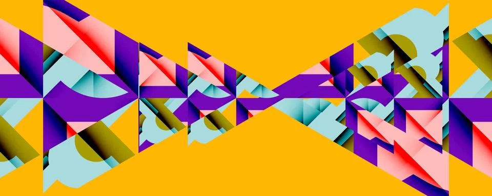 Abstract geometric composition with interlocking circular and angular shapes, Stockillustratie