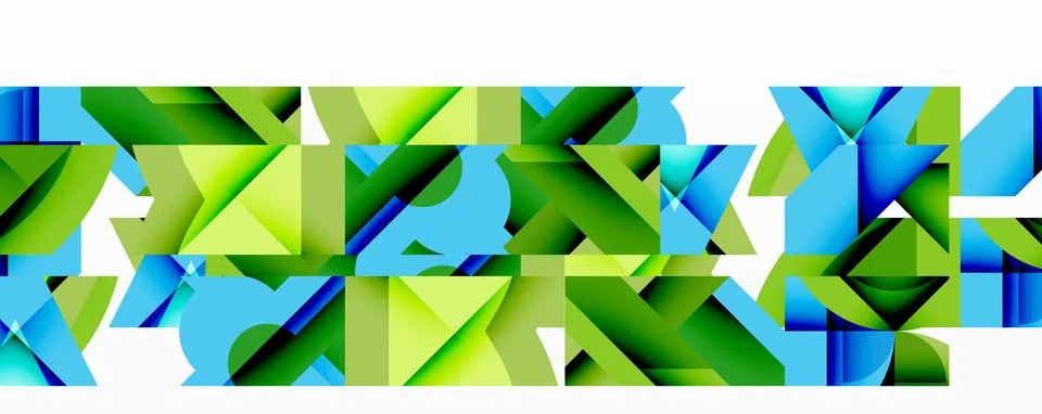 Abstract geometric composition with interlocking circular and angular shapes, Stock Illustration