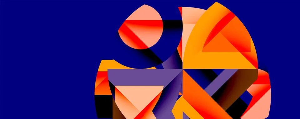 Abstract geometric composition with interlocking circular and angular shapes, Stockillustratie