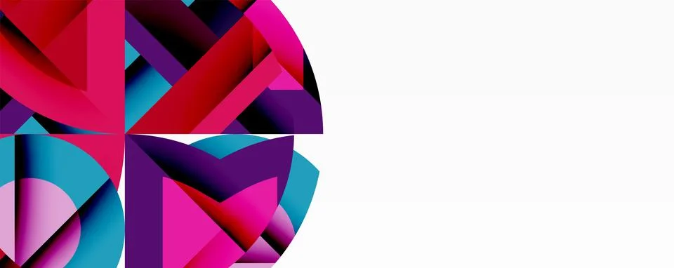 Abstract geometric composition with interlocking circular and angular shapes, Stockillustratie