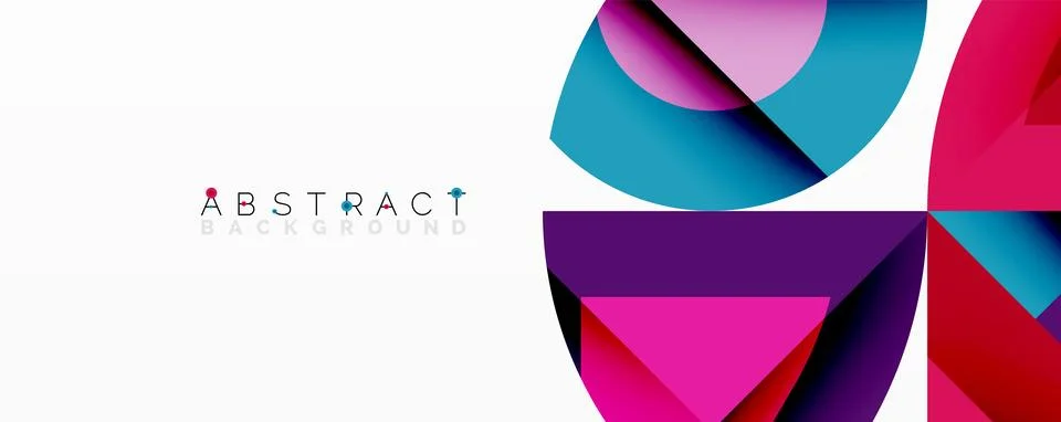 Abstract geometric composition with interlocking circular and angular shapes, Illustrazione stock
