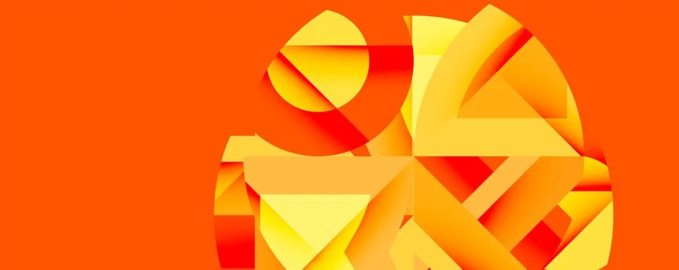 Abstract geometric composition with interlocking circular and angular shapes, Stock Illustration