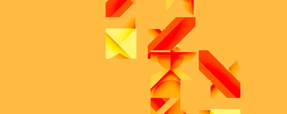 Abstract geometric composition with interlocking circular and angular shapes, Stock Illustration