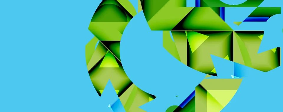 Abstract geometric composition with interlocking circular and angular shapes, Illustrazione stock