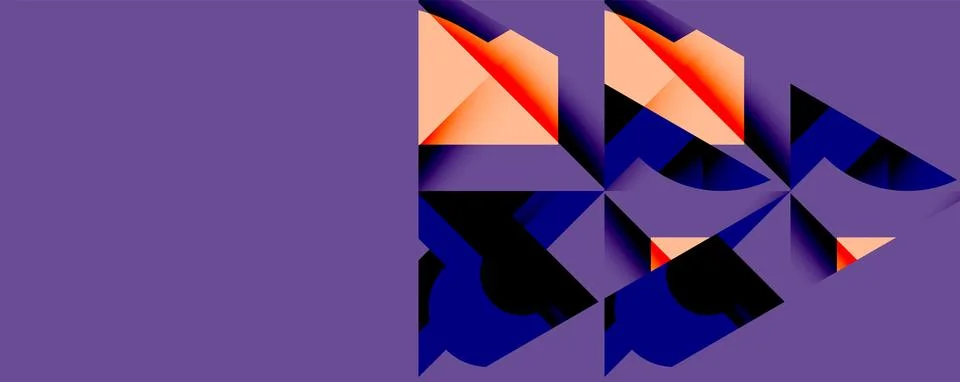 Abstract geometric composition with interlocking circular and angular shapes, Stock Illustration