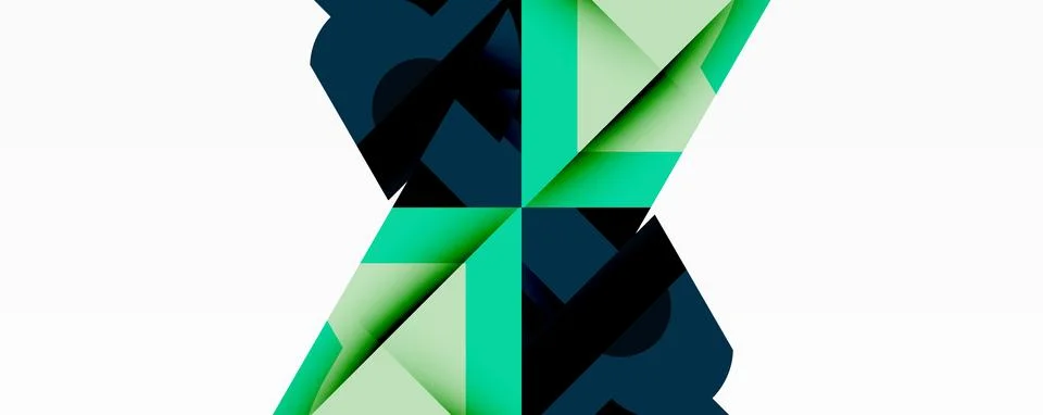 Abstract geometric composition with interlocking circular and angular shapes, Stock Illustration