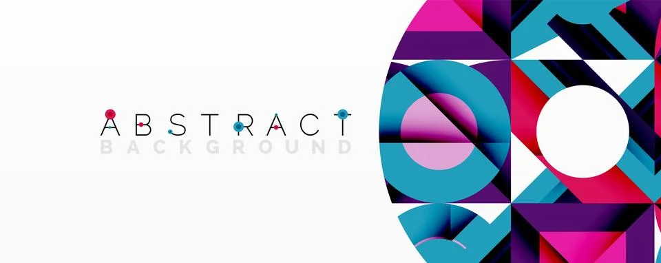 Abstract geometric composition with interlocking circular and angular shapes, Stock Illustration