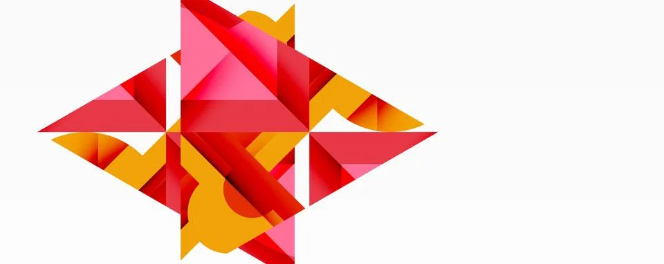 Abstract geometric composition with interlocking circular and angular shapes, イラスト素材