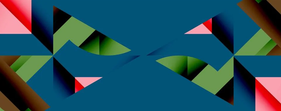 Abstract geometric composition with interlocking circular and angular shapes, Stock Illustration