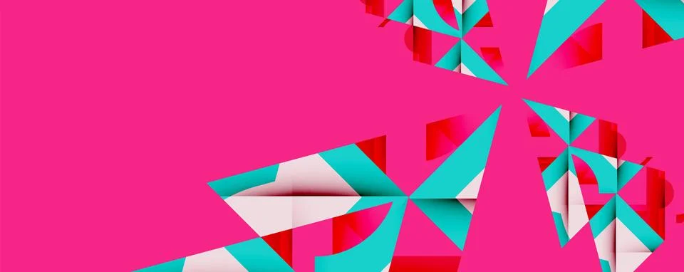 Abstract geometric composition with interlocking circular and angular shapes, Stock Illustration