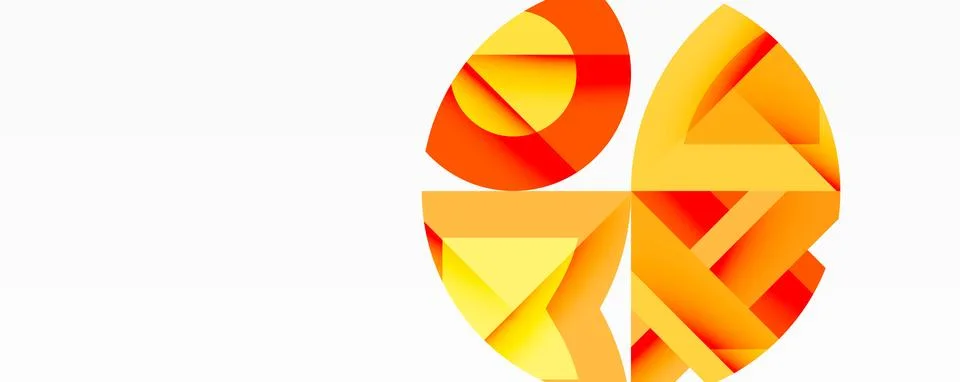 Abstract geometric composition with interlocking circular and angular shapes, Stock Illustration