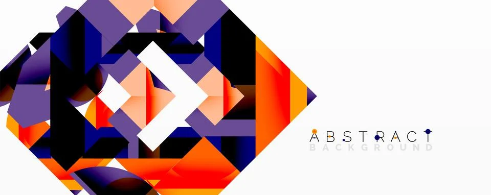 Abstract geometric composition with interlocking circular and angular shapes, Stock Illustration