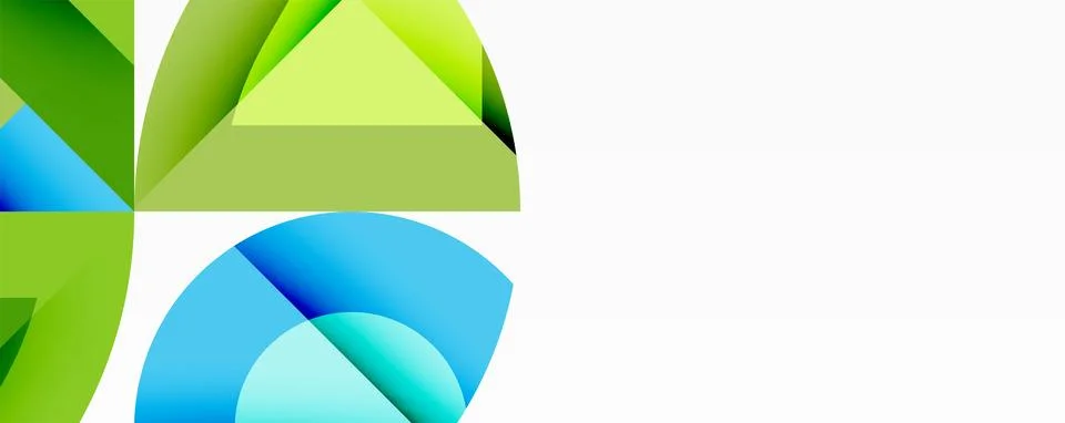 Abstract geometric composition with interlocking circular and angular shapes, Stock Illustration