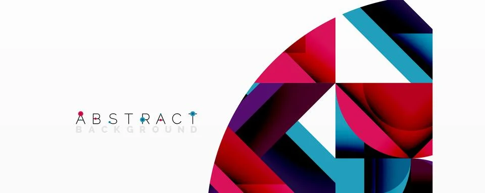 Abstract geometric composition with interlocking circular and angular shapes, Stock Illustration