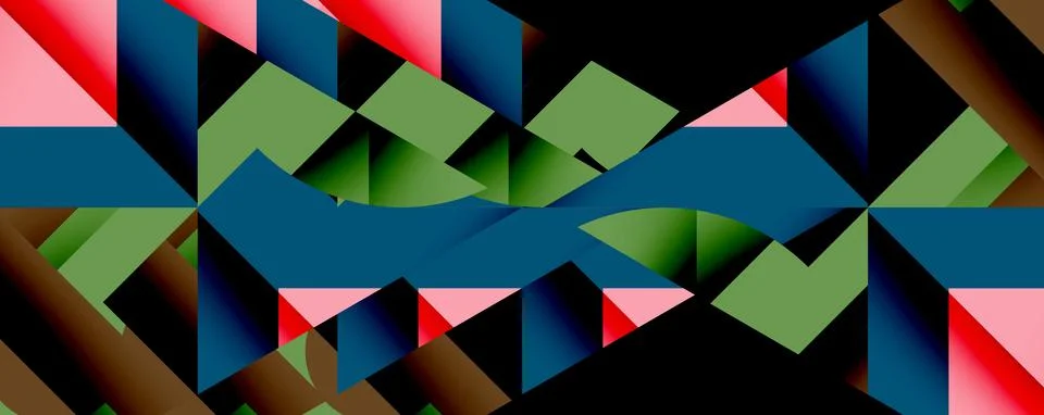 Abstract geometric composition with interlocking circular and angular shapes, Stock Illustration