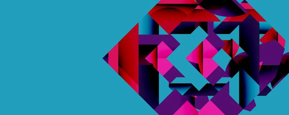 Abstract geometric composition with interlocking circular and angular shapes, イラスト素材