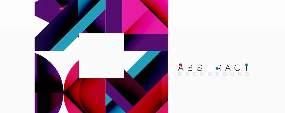 Abstract geometric composition with interlocking circular and angular shapes, Stockillustratie