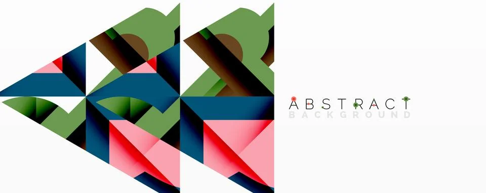 Abstract geometric composition with interlocking circular and angular shapes, Illustrazione stock