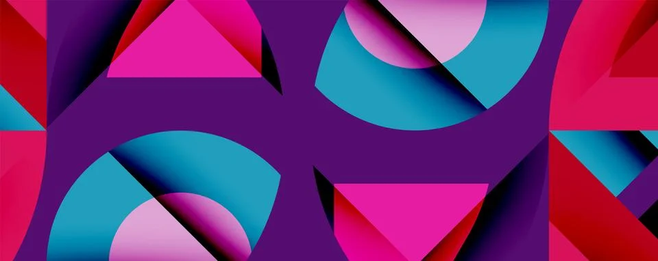 Abstract geometric composition with interlocking circular and angular shapes, Stock Illustration