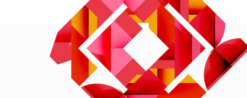 Abstract geometric composition with interlocking circular and angular shapes, Stockillustratie