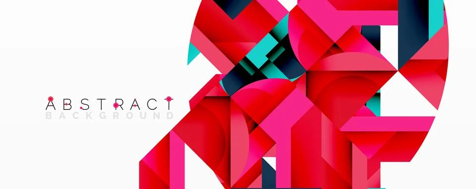 Abstract geometric composition with interlocking circular and angular shapes, Stock Illustration